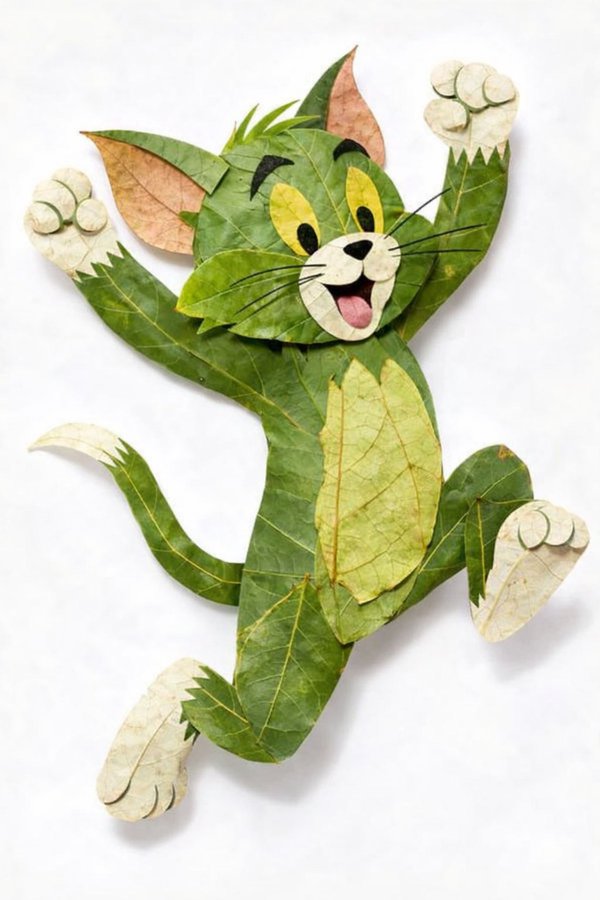 Character portrait made of creative leaf collage