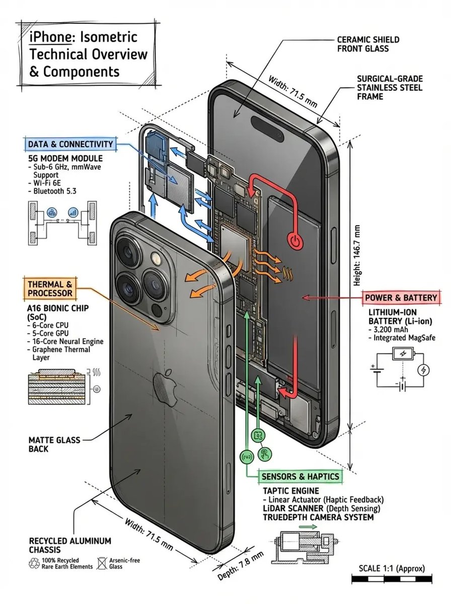 Create a technical infographic of [OBJECT] with a 45-degr...