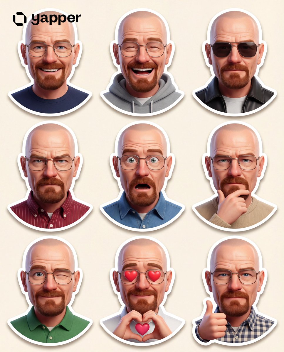 Create a premium Pixar-style 3D character sticker set tha...