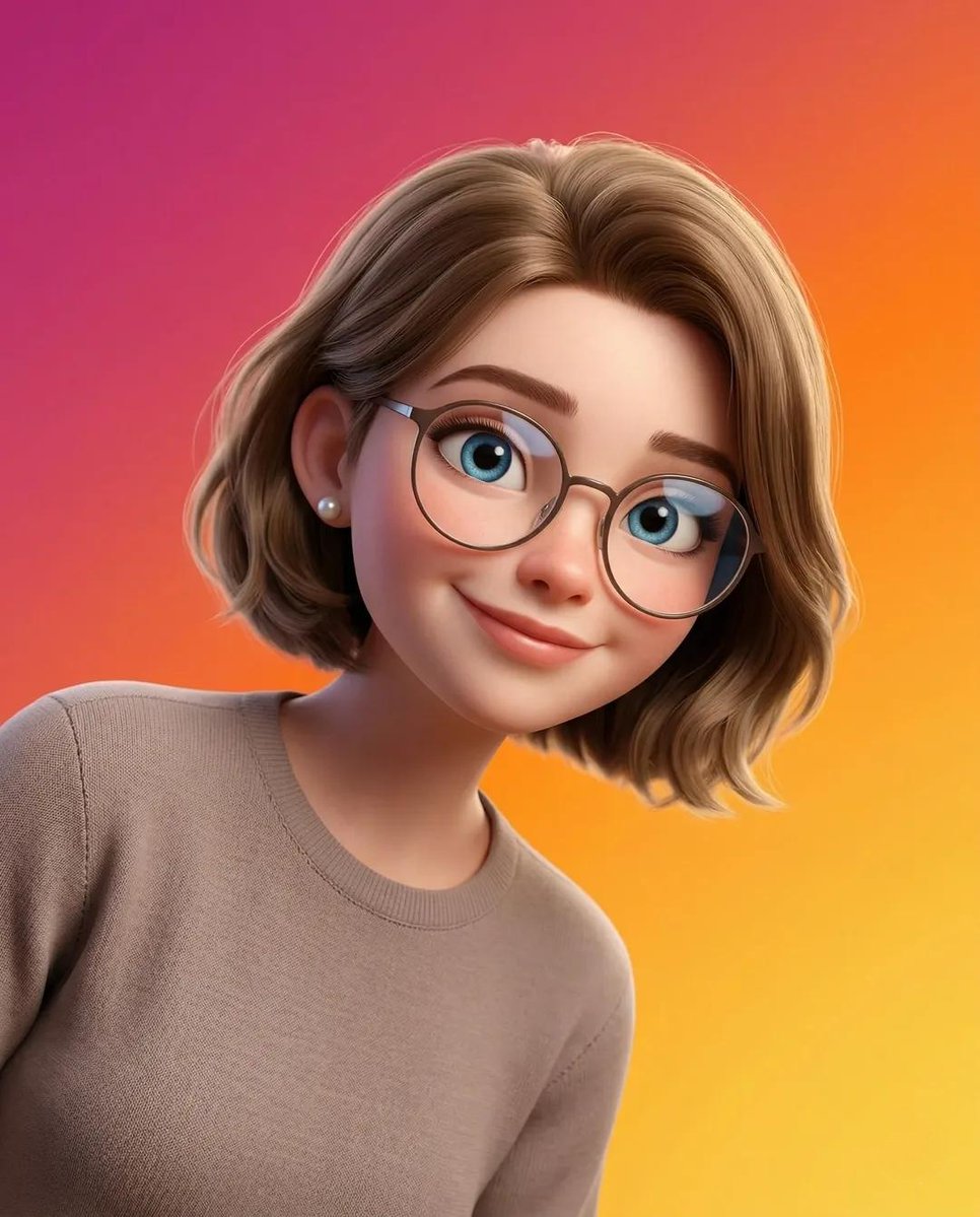 A stylized Pixar-style 3D portrait of a young person with...