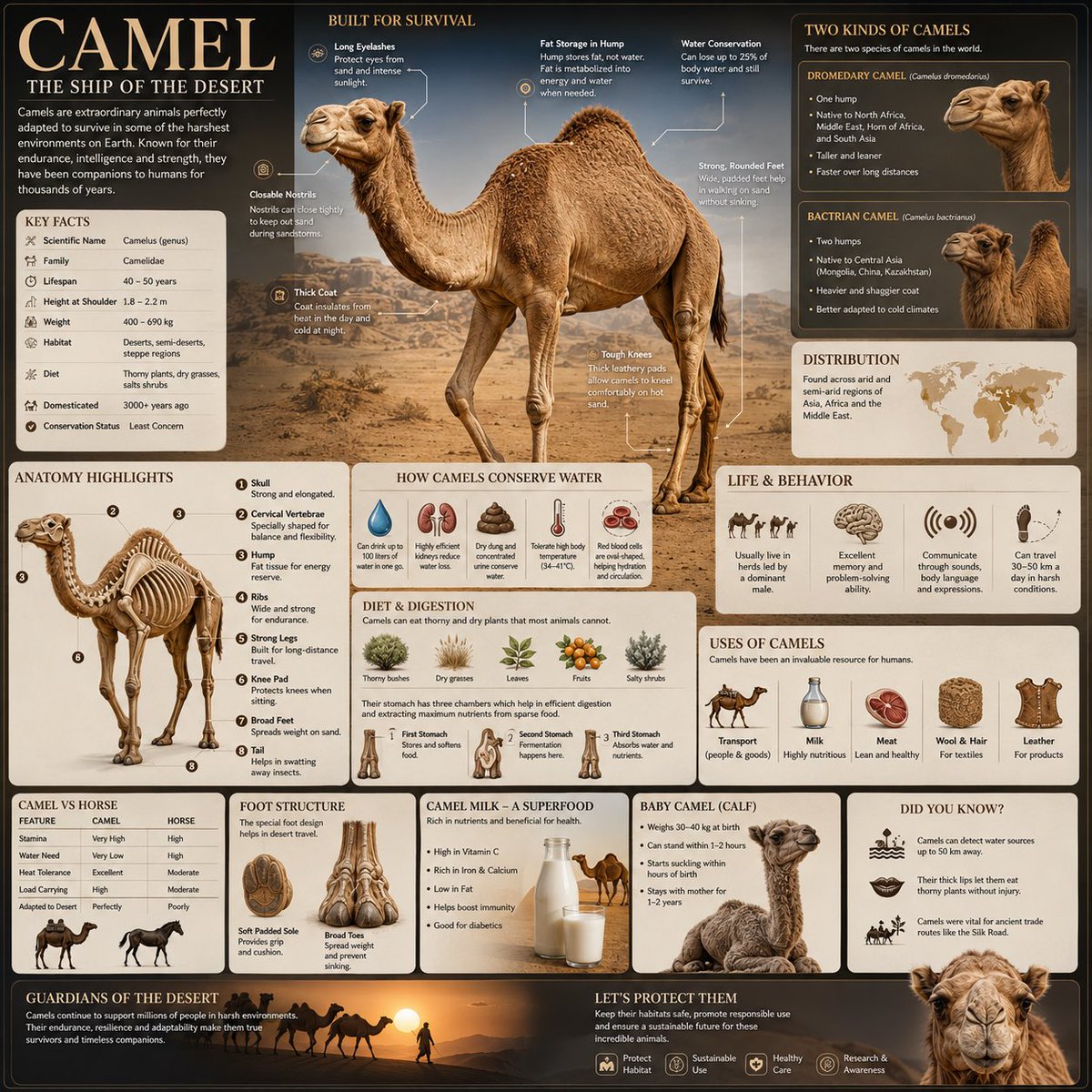 Create a premium square “reference-style wildlife infogra...