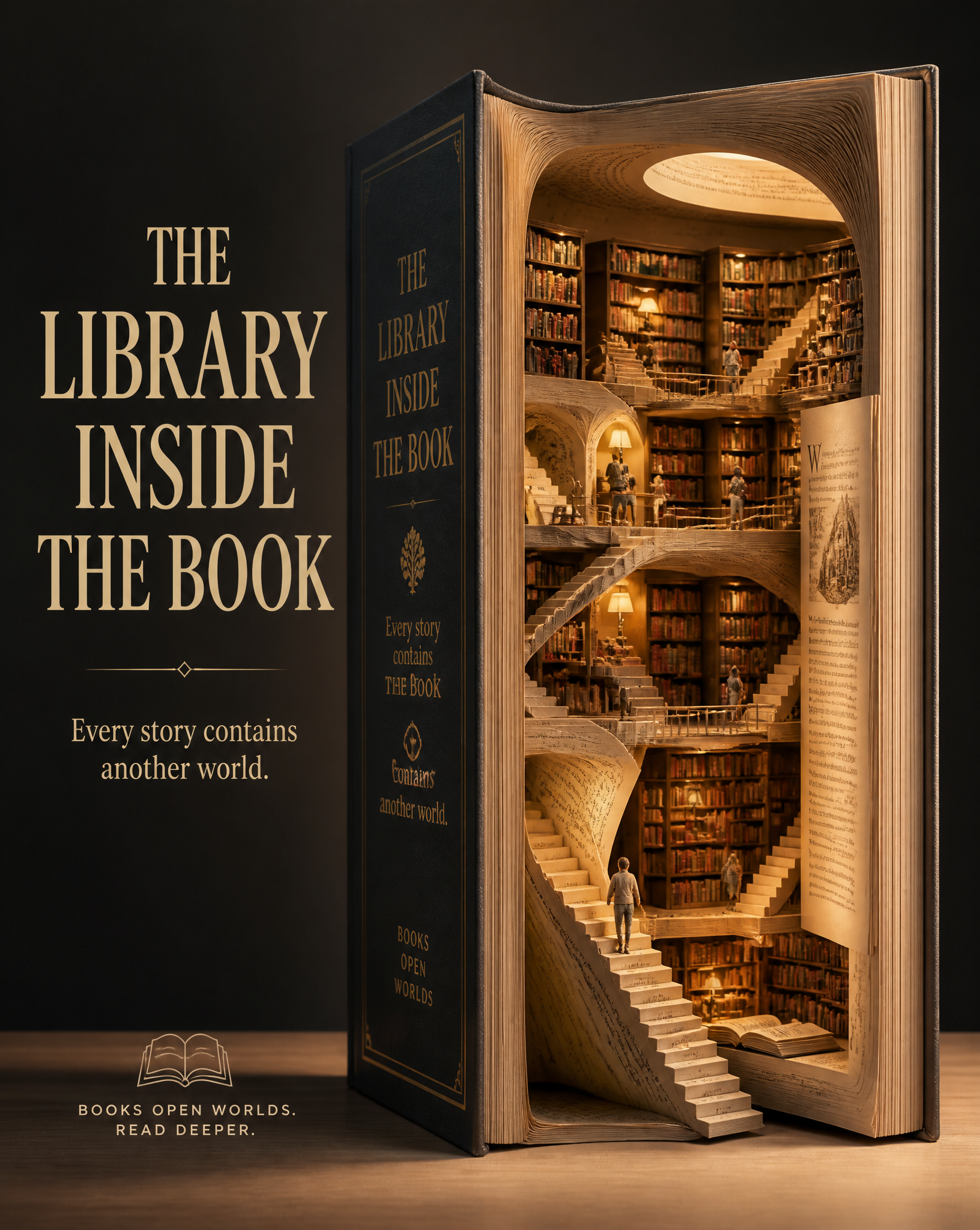 Create a premium 4:5 advertising poster called:"THE LIBRA...