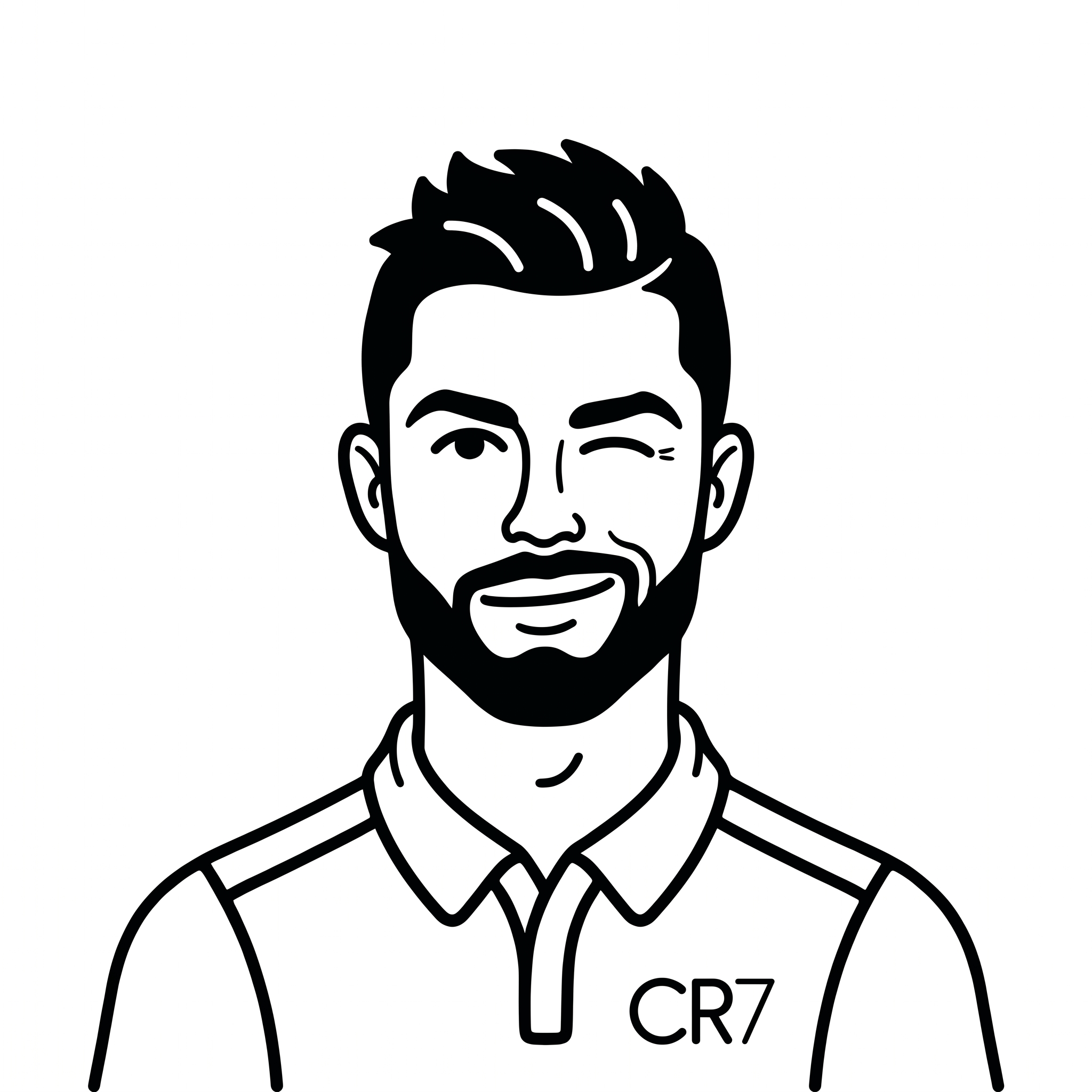 Create a minimalist black and white flat vector portrait ...