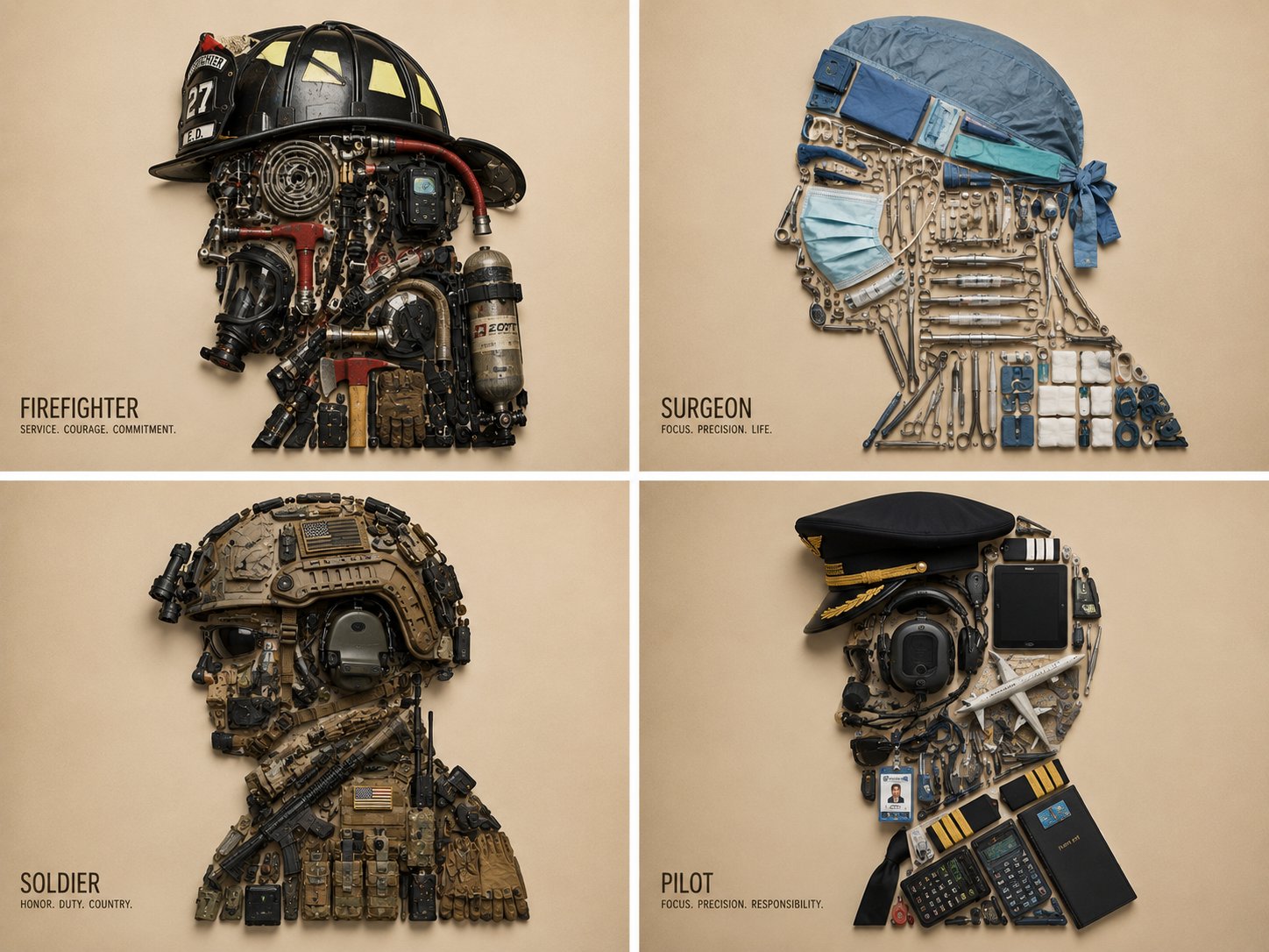 Professions visualized with the tools they use