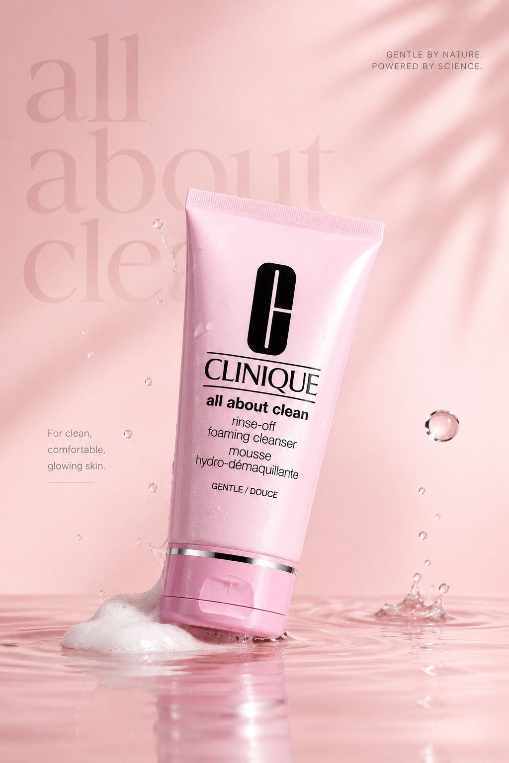 Luxury skincare advertisement, premium pastel pink aesthetic, soft studio