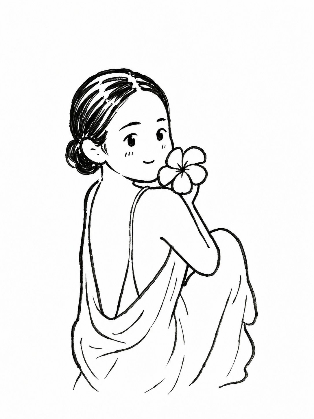 Transform the uploaded photo into a cute black-and-white hand-drawn chibi