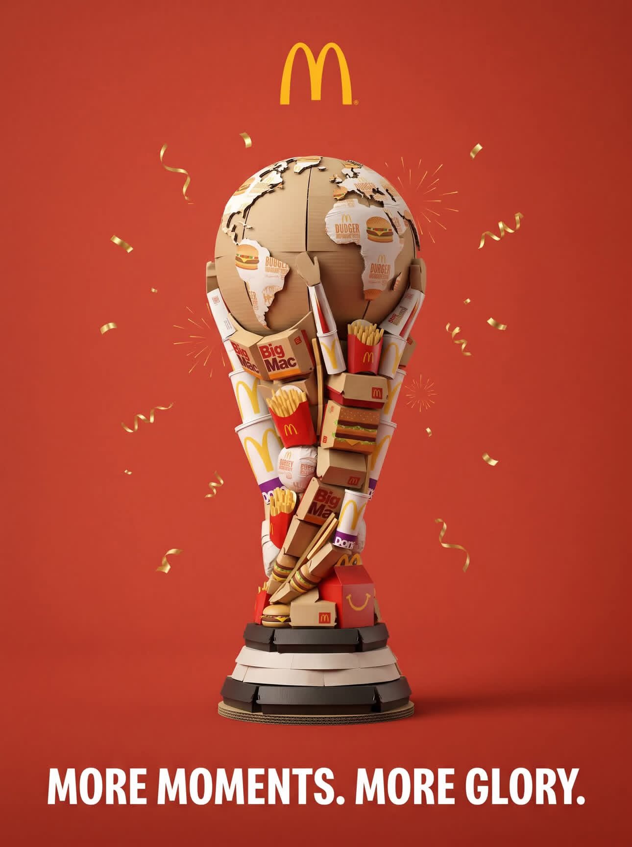 A luxury FIFA World Cup 2026 campaign poster with your products shaped into a