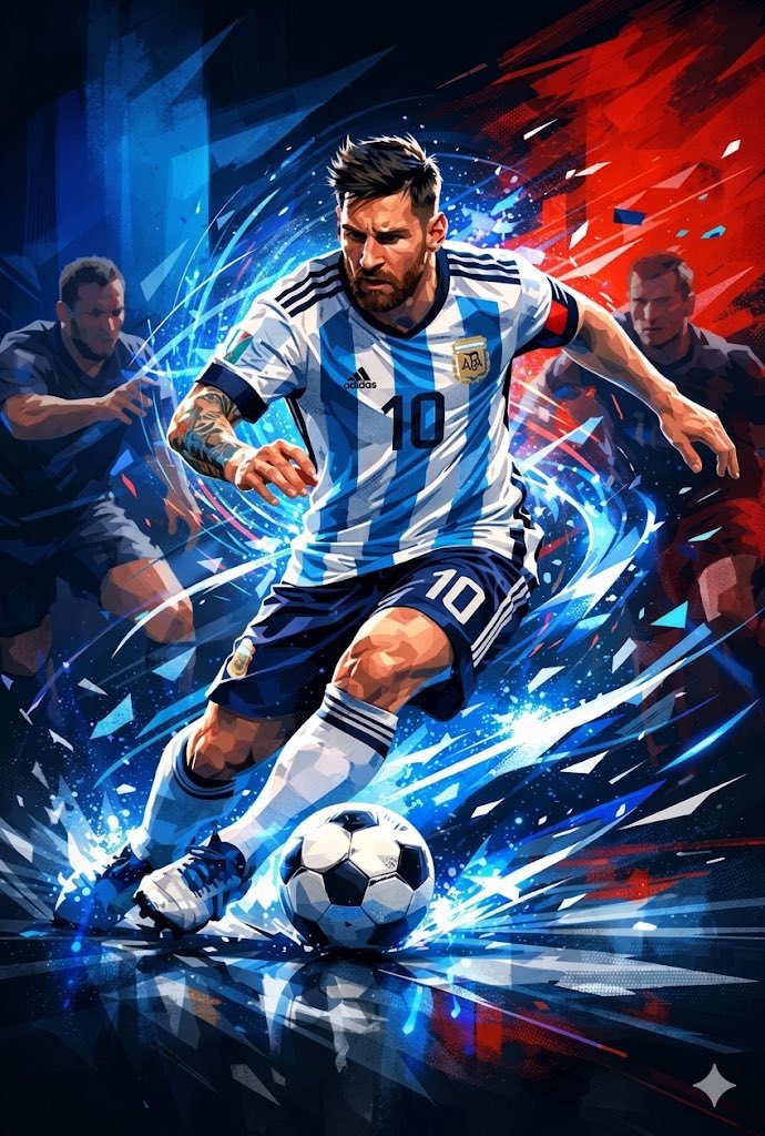 A hyper-detailed digital art painting of Lionel Messi in the Argentina white