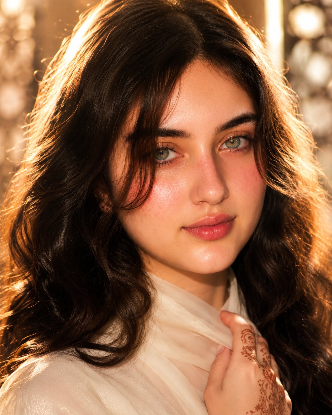 Ultra-realistic cinematic close-up portrait of an exceptionally beautiful