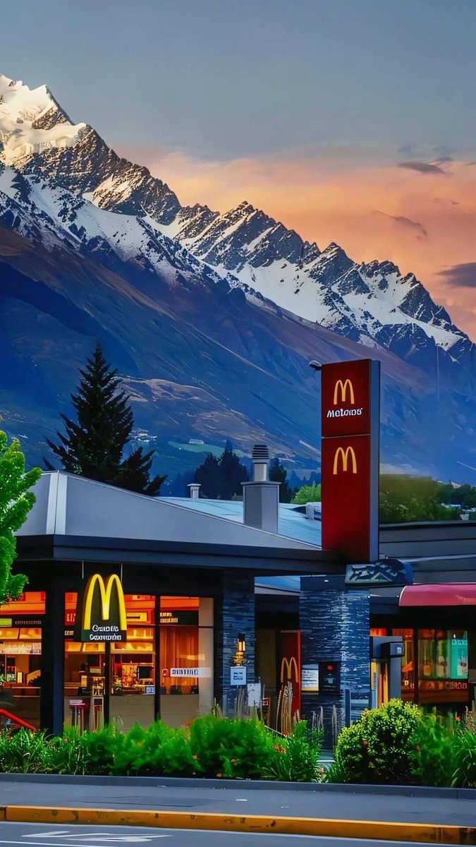 Ultra-photorealistic vertical smartphone photograph of a modern McDonald's restaurant n...