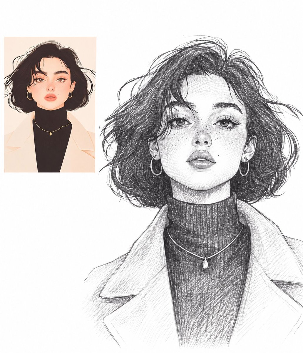 Transform the uploaded portrait into a highly detailed black-and-white graphite pencil...