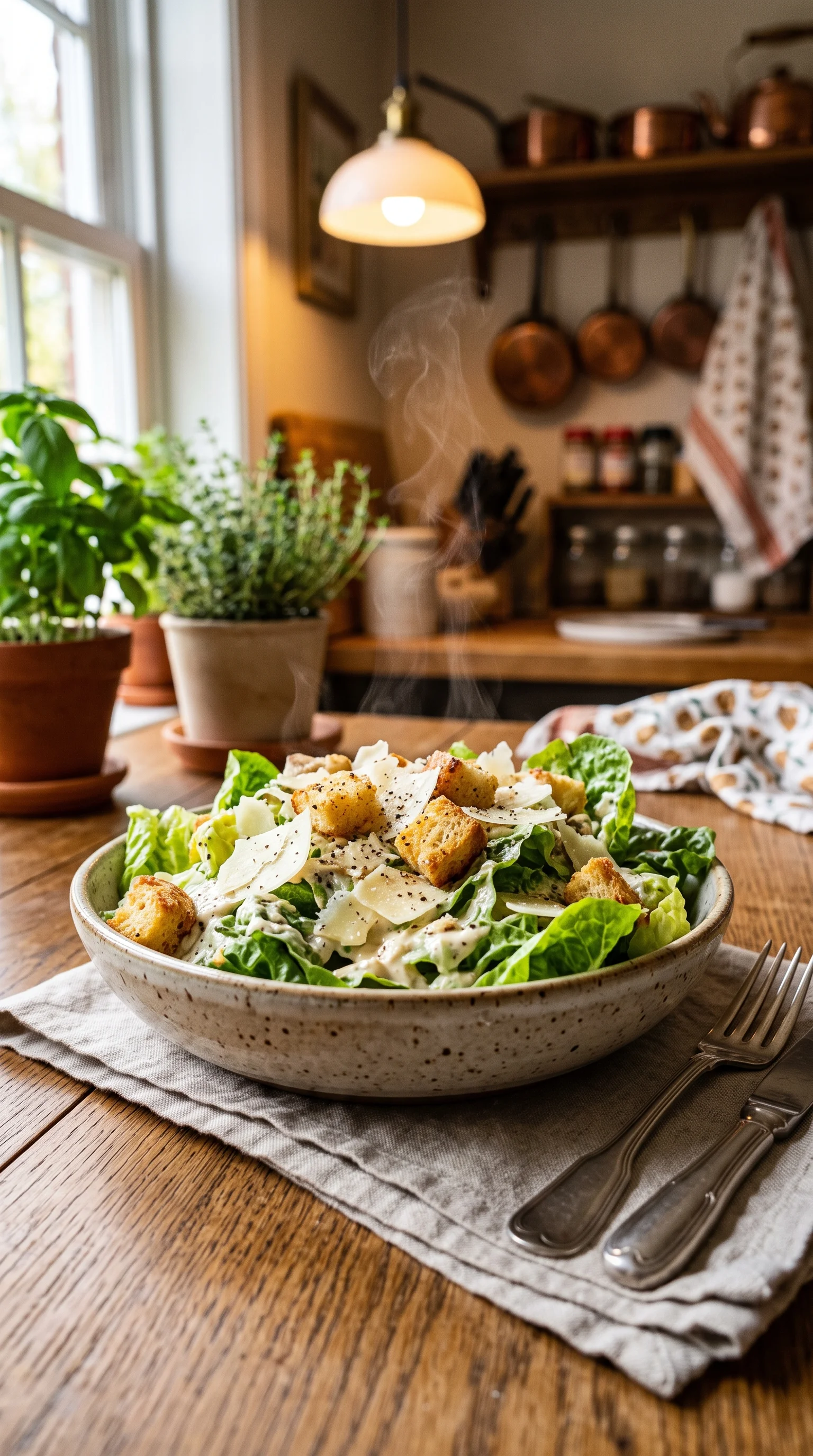 Professional food photography,[Caesar Salad] , placed on ...