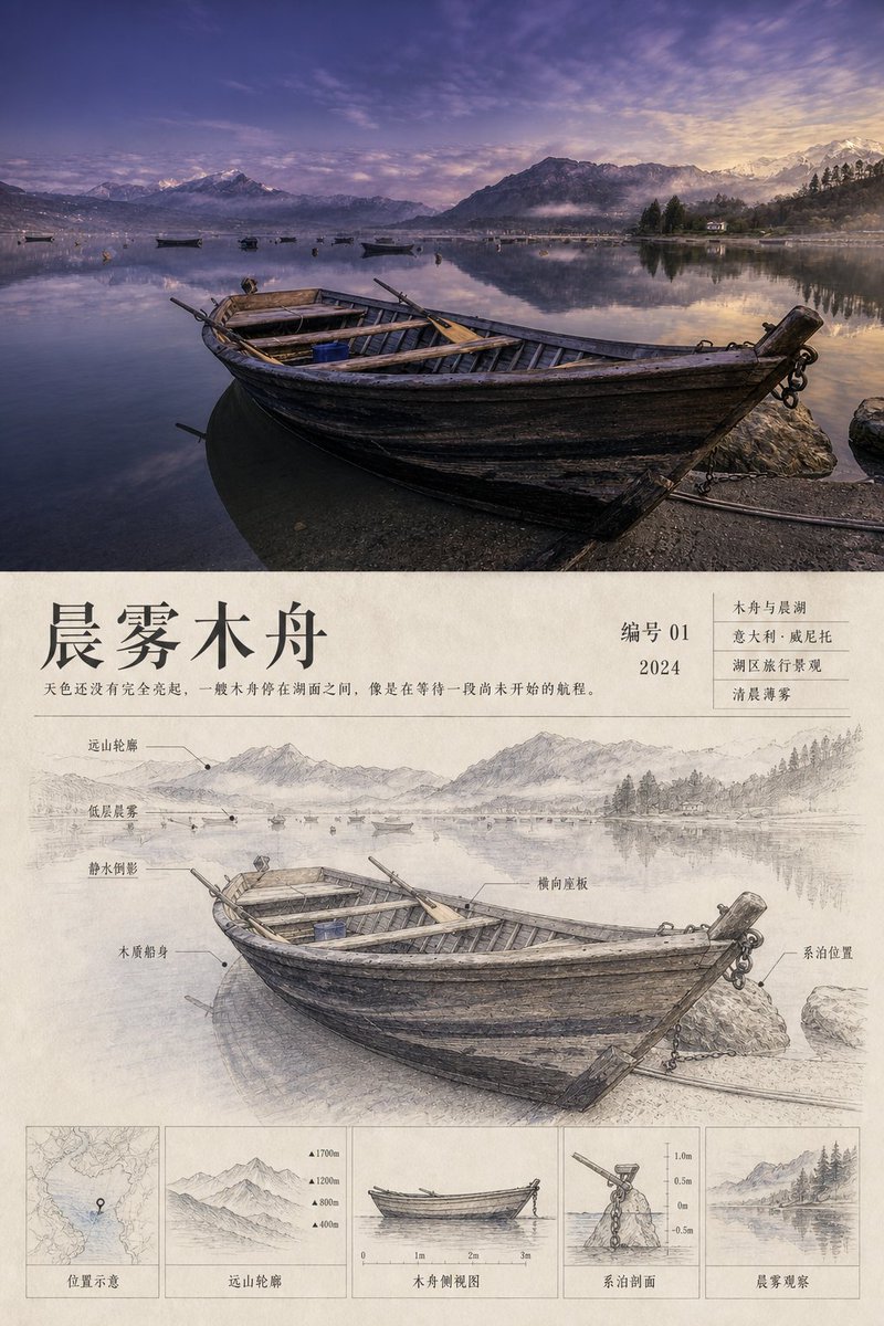 请将我上传的每一张照片分别制作成一张独立的“旅行观察档案”设计海报，不进行多图拼贴，每张照片单独输出。