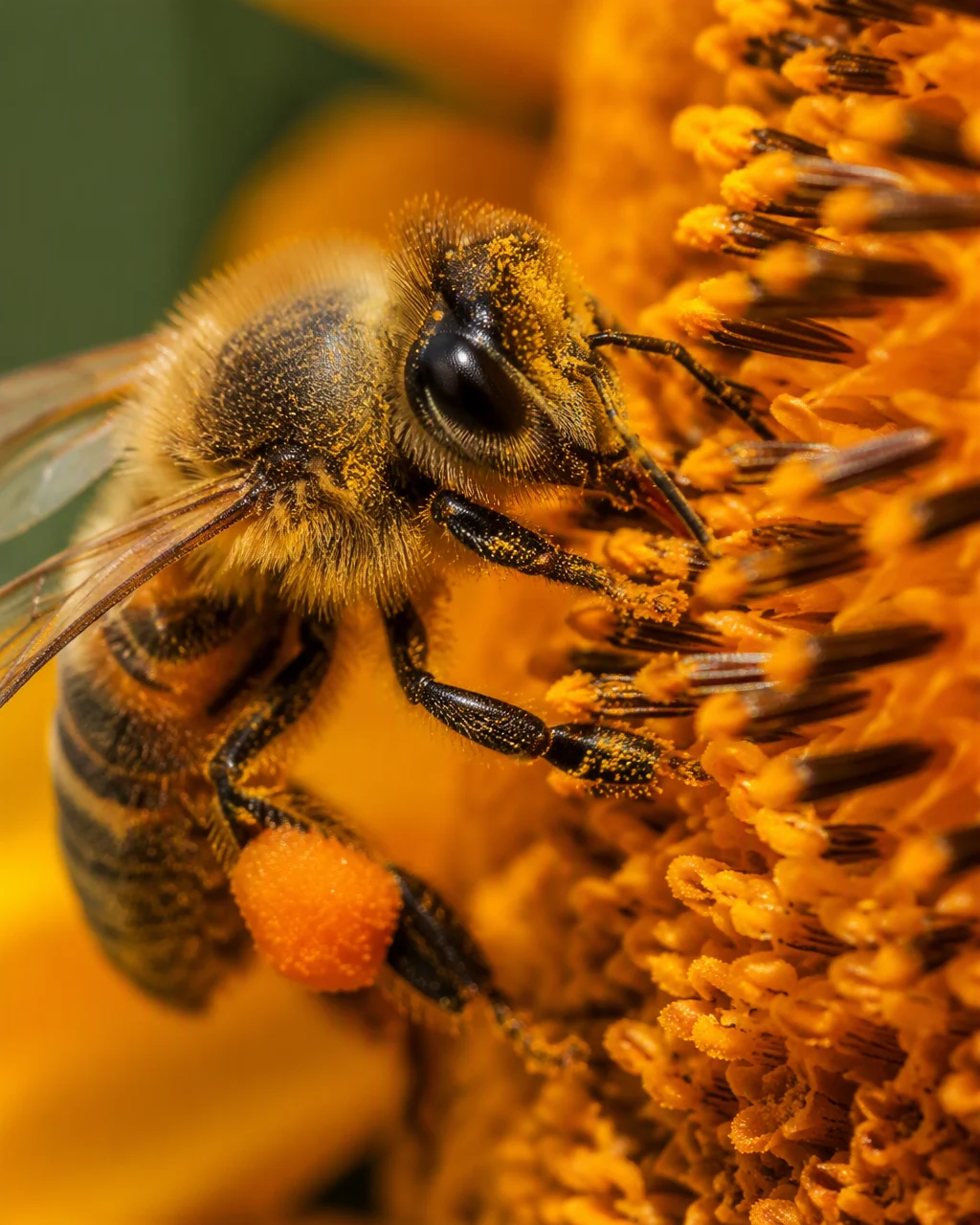 Create a hyper-realistic macro nature photograph of a hon...