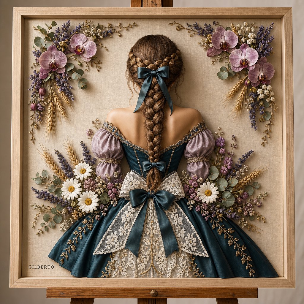 A detailed 3D mixed-media bas-relief artwork displayed inside a light wooden picture fr...