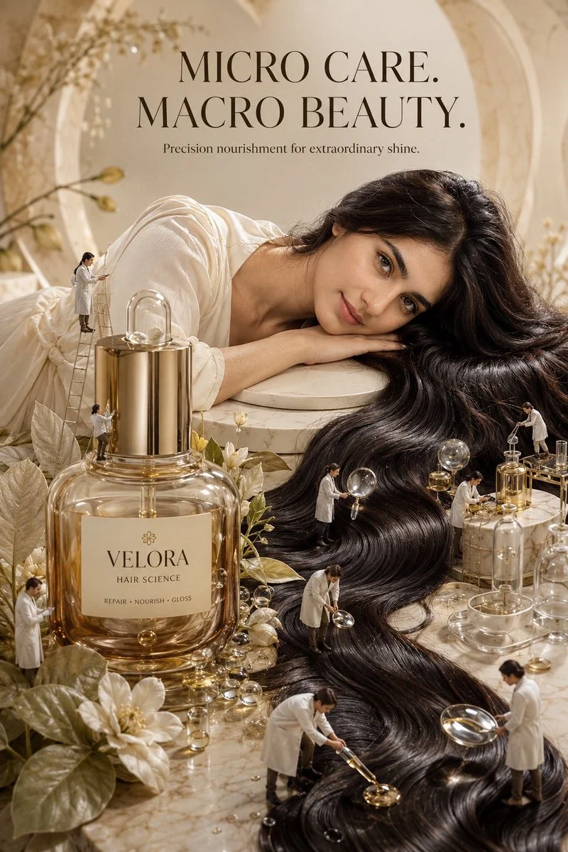 Create a photorealistic, high-end luxury beauty campaign ...