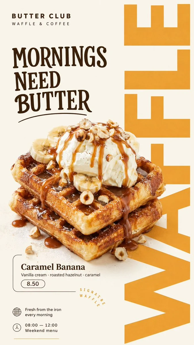 Create a 9:16 editorial food poster using the following i...