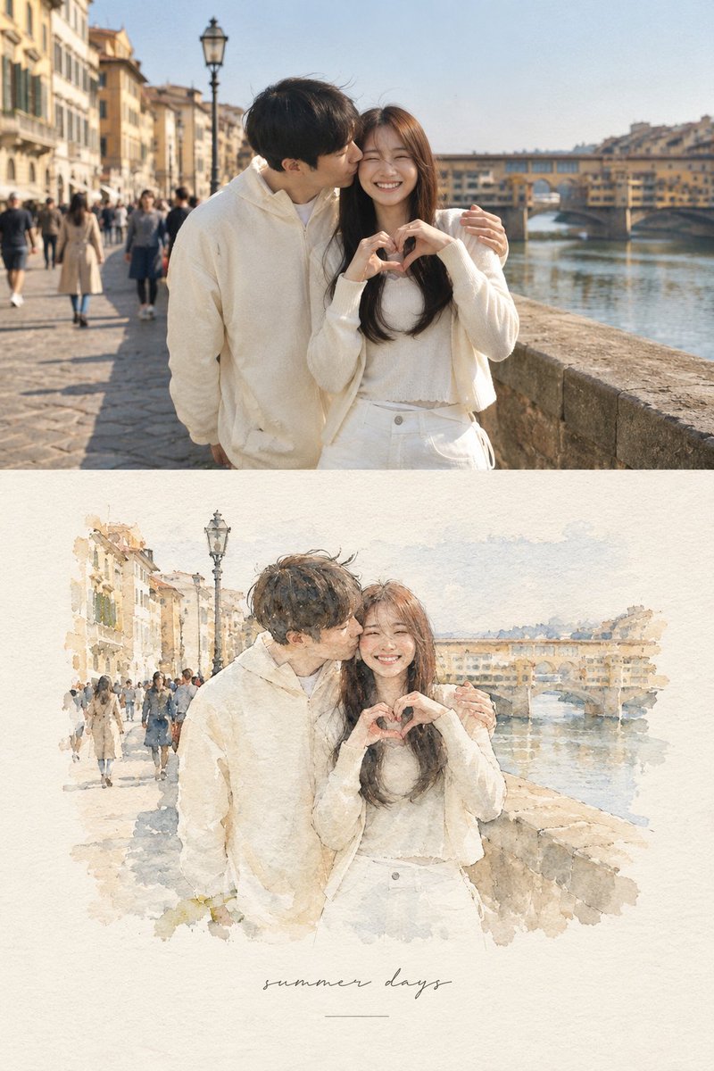 Create a refined editorial travel-art composition based on a reference photograph. The...