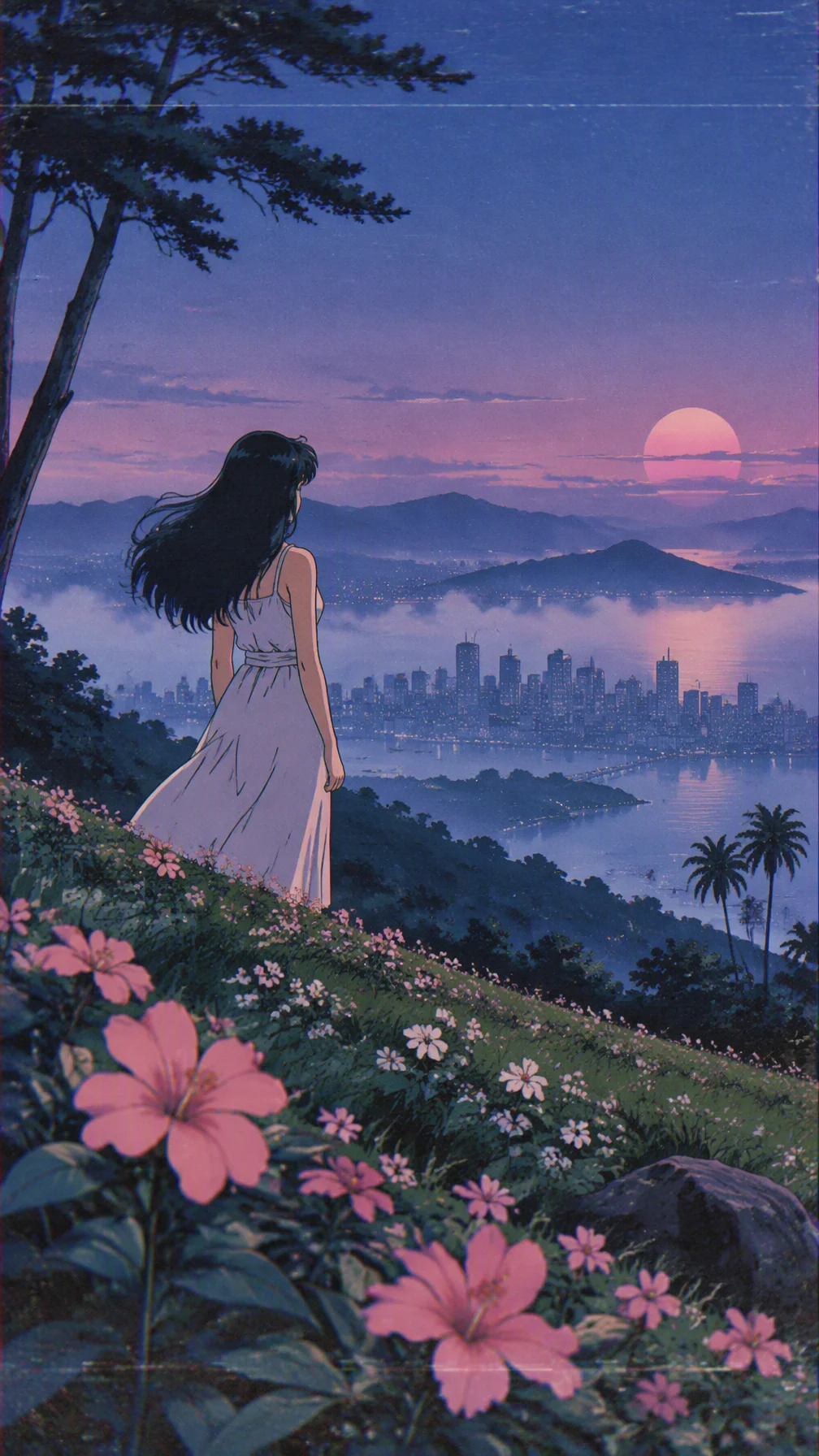80s anime still, VHS grain and scan lines overlay, 【A wom...