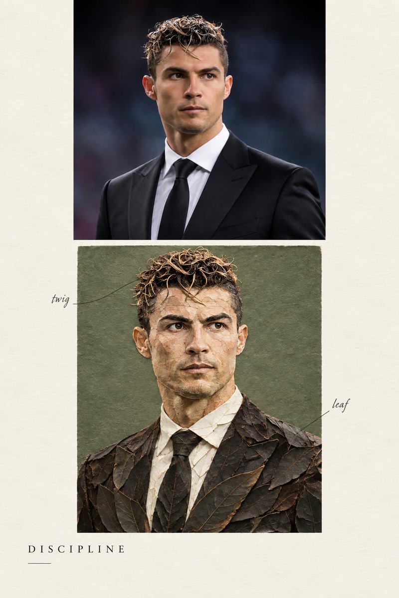 Create a vertical two-panel editorial artwork using the uploaded photograph as the exac...