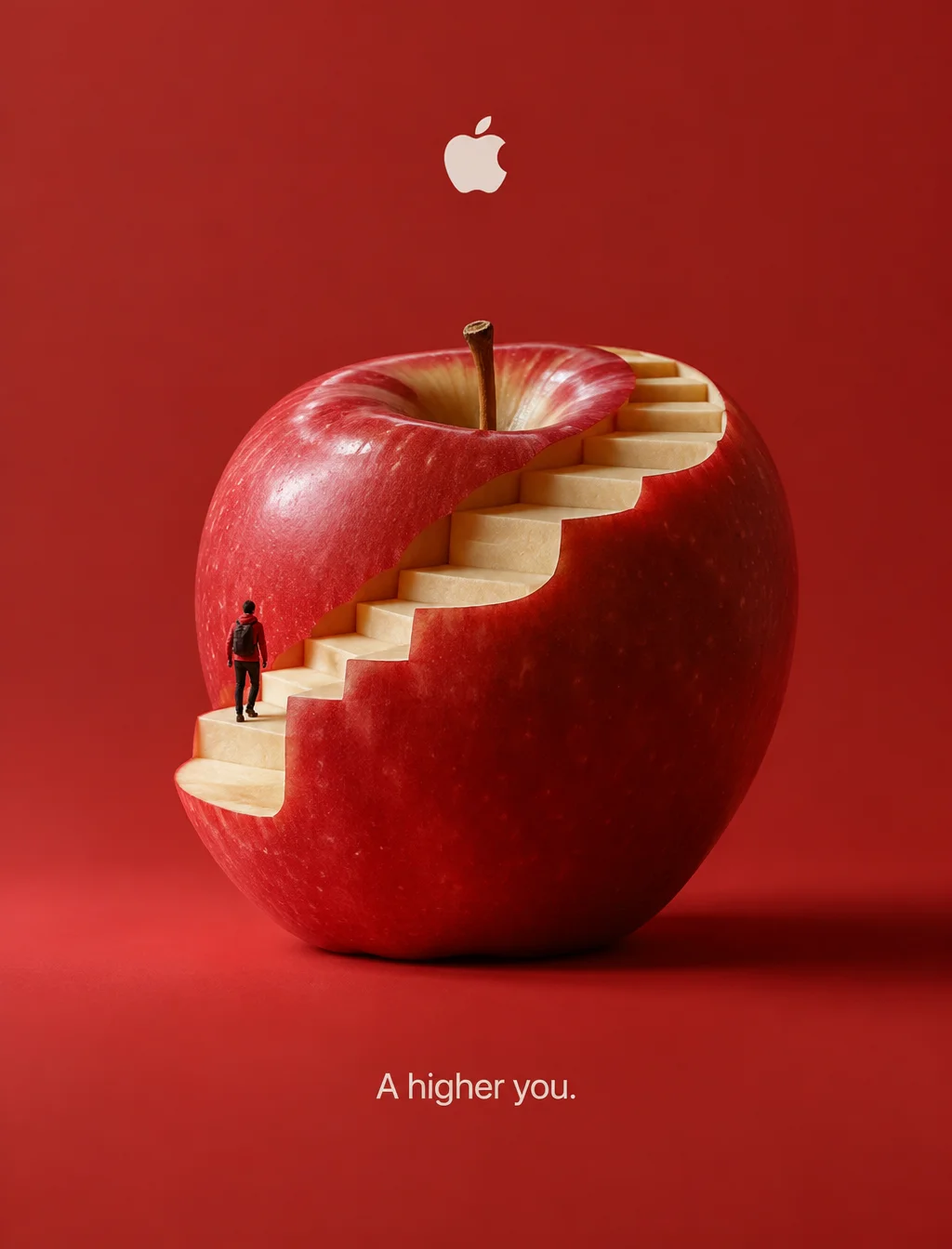 Generate Creative 3D ad for [Apple], with surreal object ...