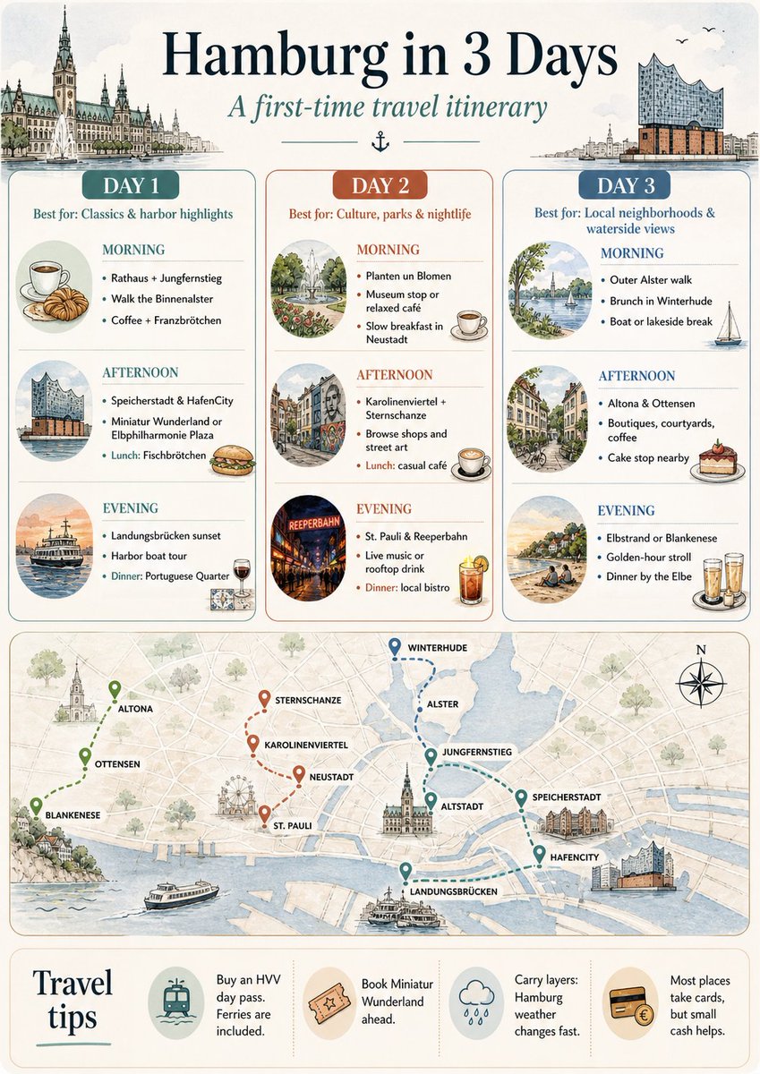 Hamburg Travel Itinerary Visual