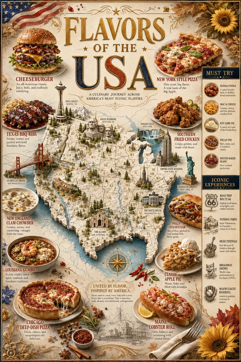 Flavors of USA Luxury Travel Poster