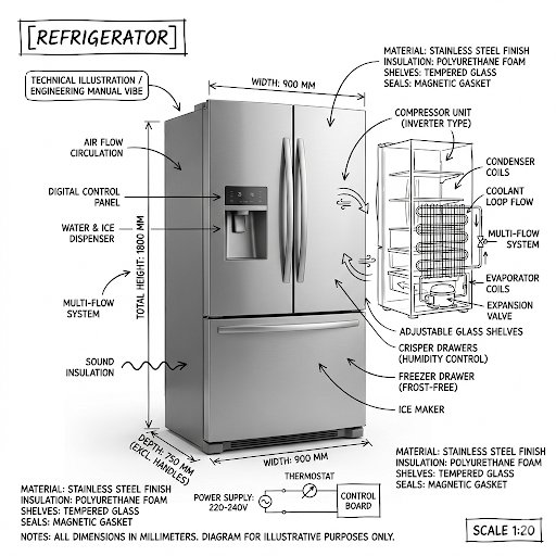 Create an infographic image of [washing machine], combining a realistic photograph or photoreal render of the…
